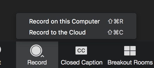 use the carrot to select record to the cloud or record to the local computer