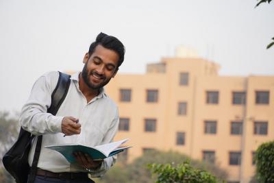 a college student on campus